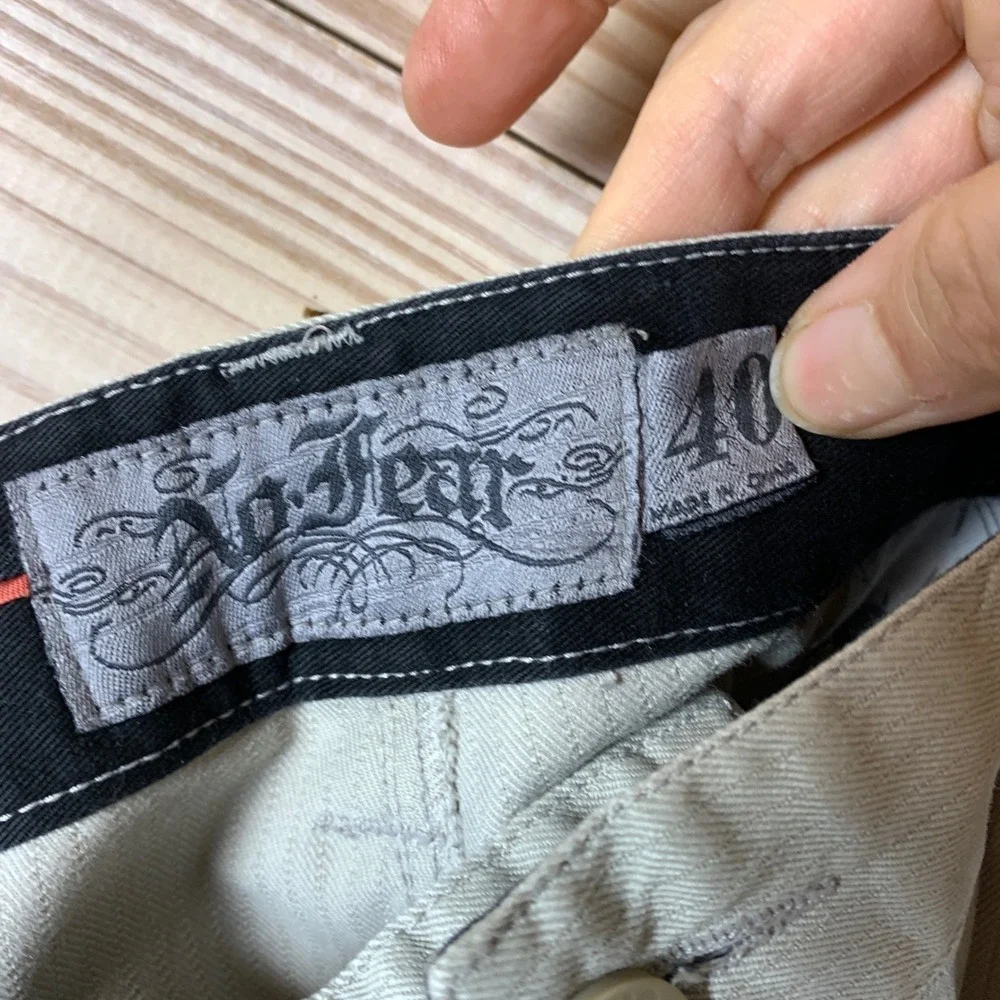 No Fear Shorts Mens 40 Gray Chino‎ Cargo Skater Y2K Embroidered Logo Utility